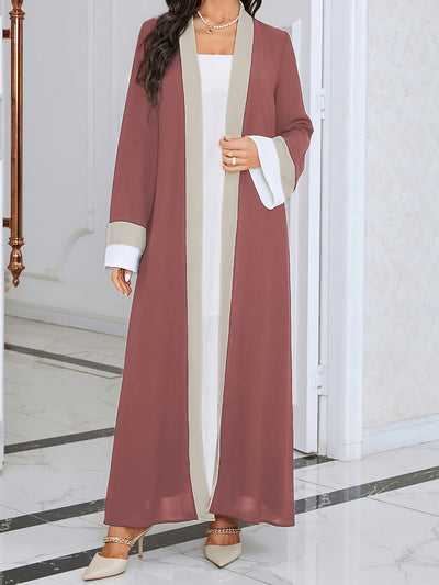 Cozy Comfort, Elegant Black and Cream Long Robe with Ruffle Sleeves - Polyester, Machine Washable, Casual Style for Women - Perfect for Spring/Summer/Fall