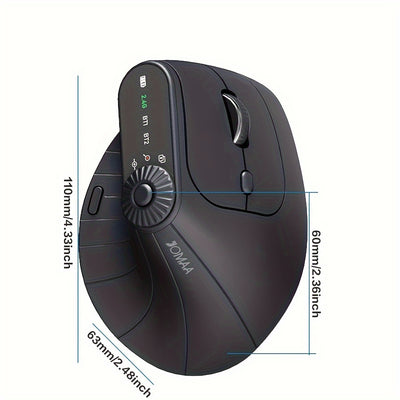 Ergonomic Mice Wireless Mouse with Function Adjustment Knob Vertical Gaming Mouse 2.4G Dual Mode Rechargeable Mouse for PC Laptop Tablet