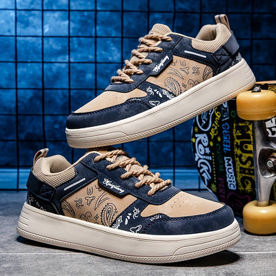 Women's Trendy Printed Sneakers, Casual Lace Up Outdoor Shoes, Comfortable Low Top Skate Shoes