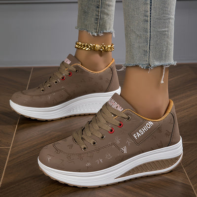 Women's Platform Sneakers, Casual Lace Up Outdoor Shoes, Comfortable Low Top Sport Shoes Autumn Shoe