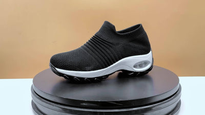 Women's Breathable Knit Chunky Sneakers, Casual Slip On Outdoor Shoes, Comfortable Low Top Shoes