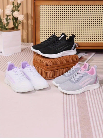 Women's Breathable Mesh Running Shoes, Lightweight Low-Top Casual Sports Sneakers with Lace-Up Closure, Fabric Upper and PU Sole