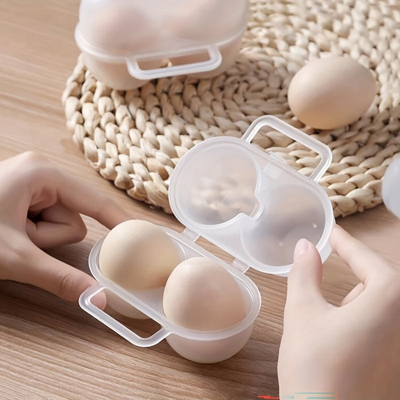 1pc Portable Egg Carrier Box, Plastic Egg Holder with 2 Compartments, Kitchen Fridge Safe Egg Storage Container, Shockproof Egg Organizer Case for Food Contact