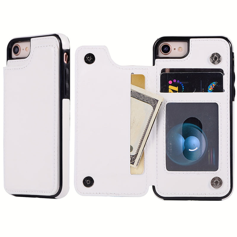 جراب iPhone قابل للطي من الجلد الصناعي عالي الجودة مع فتحات للبطاقات وحامل مقاوم للصدمات متوافق مع موديلات مختلفة بما في ذلك X XR XS Max 11 pro 12 pro 13 pro 14 15 16 SE 6 7 8 plus