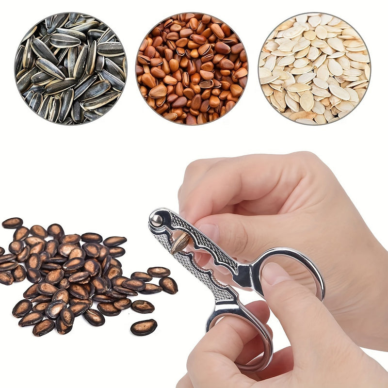 Stainless Steel Nutcracker Pliers, Durable Metal Seed Sheller & Walnut Cracker, Multi-Function Kitchen Tool