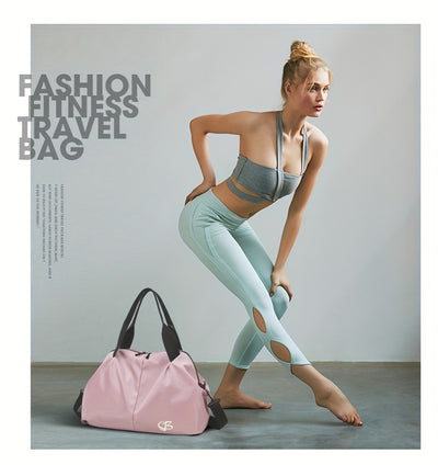 [Pink Gym Bag] Lightweight Pink Nylon Gym Bag for Women | Versatile Wet/Dry Separation, Adjustable Strap, Zip Closure, Portable Travel Bag for Short Trips, Sports Bag