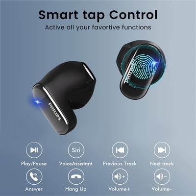 For Philips True Wireless BT Earbuds - Noise Cancelling HiFi Sound, In-Ear Headset with Mic, Sweat-Resistant, Touch Control, USB-C Charging, Compatible with iOS & Android Devices, Sports & Fitness, TAT2169, Wireless Headphone
