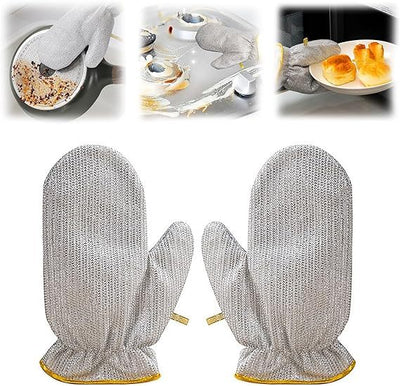 2 Pairs(4pcs) Scrubbing Wire Cleaning Cloth, Multipurpose Wire Dishwashing Rags for Wet and Dry Non-Scratch Wire Dishcloth Kitchen Cleaning Cloths for Scrubbing and Cleaning Dishes Pots Cooktops