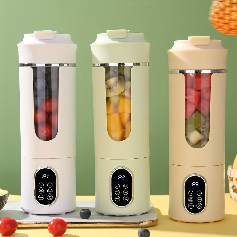 530ml USB Rechargeable Portable Juice Blender with LED Display - 7.4V Powerful Ice Crushing, Fresh Fruit & Vegetable Juicer, Compact Design for Smoothies, Nutritional Drinks, Home & Travel Use, Portable Juicer, Healthy Bevera