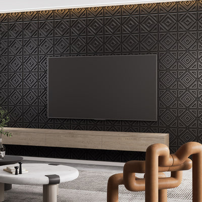 33pcs 3D Diamond Illusion Wall Panels, PVC Material, 29.97cm x 29.97cm, Black & White Geometric Design for Modern Living Room, Bedroom, Kitchen, and TV Wall Accents, Room Decor