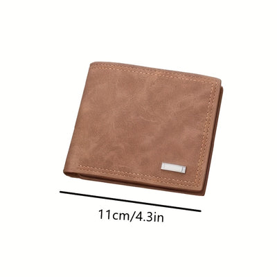 Men'S Slim Faux Leather Wallet - Stylish Black Compact Design with Multiple Card Slots, Cash Compartment & ID Holder - Perfect Gift for Him, Business Style, Everyday Use