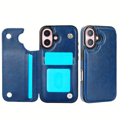 جراب iPhone قابل للطي من الجلد الصناعي عالي الجودة مع فتحات للبطاقات وحامل مقاوم للصدمات متوافق مع موديلات مختلفة بما في ذلك X XR XS Max 11 pro 12 pro 13 pro 14 15 16 SE 6 7 8 plus