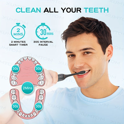Adult Sonic Electric Toothbrush 8 Brush Head Set, Includes Storage Box + Toothbrush Holder, 6 Cleaning Modes, Smart Timer, Suitable for Sensitive Gums, Travel Outdoor, Life, USB Charging, 2025 Christmas Gift, New Year, Valent