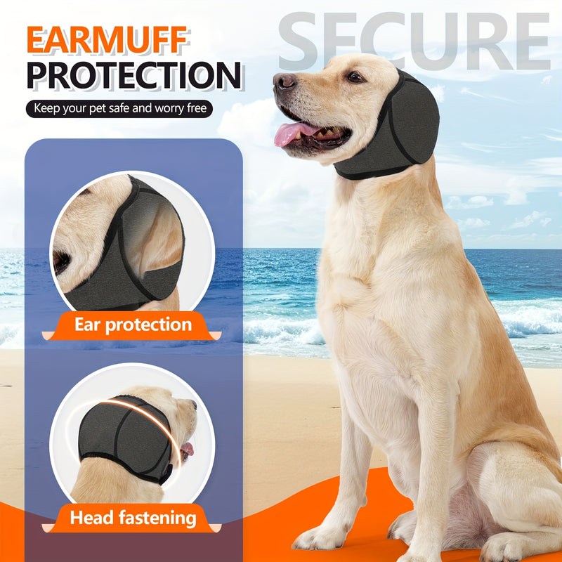 Earmuff Protection Dog Ear Muffs for Noise Reduction & Hearing Protection - Adjustable Head-Fastening Design, Breathable Soft Material for Swimming, Beach, Fireworks - Anxiety Relief & Emotional Support for Puppies & Dogs