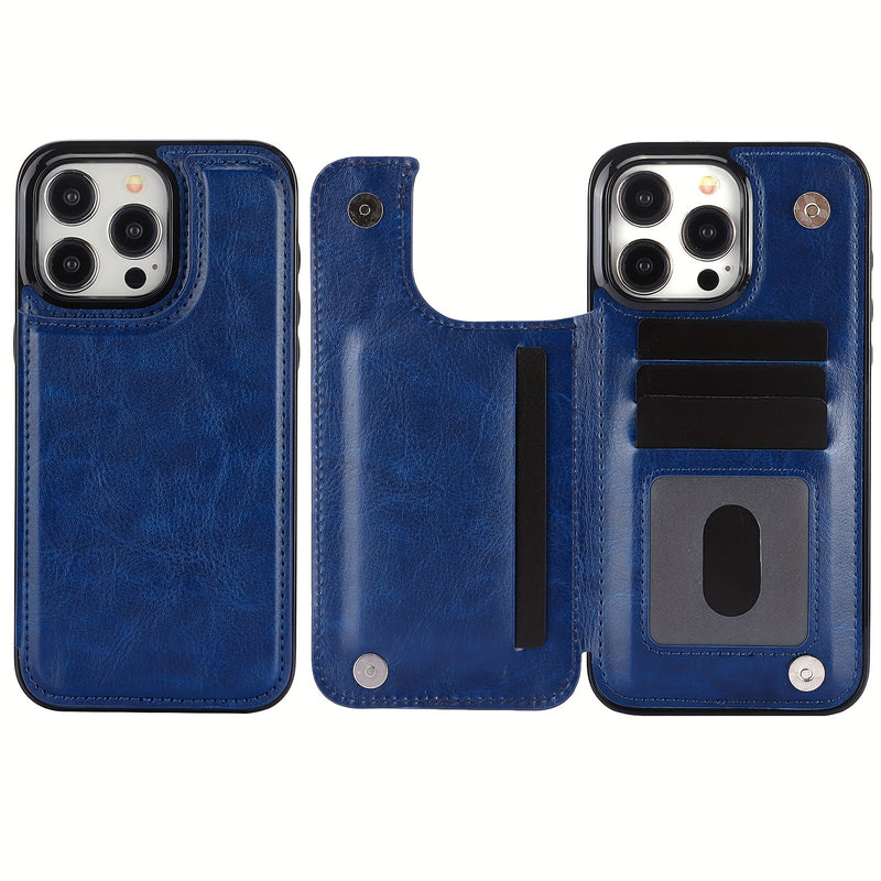 جراب iPhone قابل للطي من الجلد الصناعي عالي الجودة مع فتحات للبطاقات وحامل مقاوم للصدمات متوافق مع موديلات مختلفة بما في ذلك X XR XS Max 11 pro 12 pro 13 pro 14 15 16 SE 6 7 8 plus