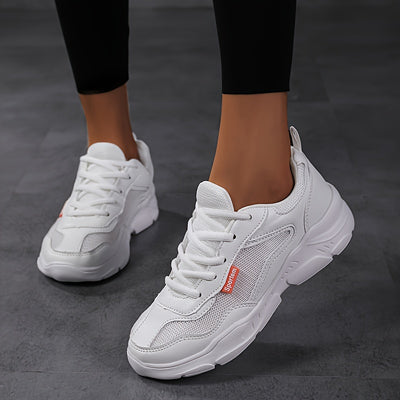 Women's Breathable Mesh Sneakers, Casual Lace Up Outdoor Shoes, Comfortable Low Top Sport Shoes