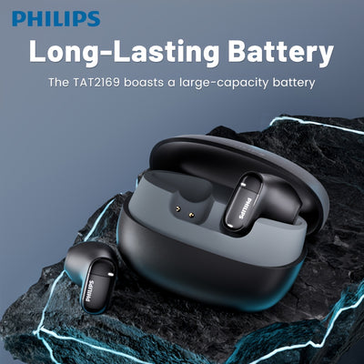For Philips True Wireless BT Earbuds - Noise Cancelling HiFi Sound, In-Ear Headset with Mic, Sweat-Resistant, USB-C Charging, Compatible with iOS & Android Devices, Ideal for Sports & Fitness, Black, Fitness Headphones | Slee