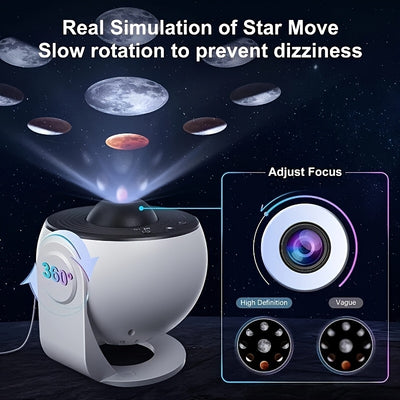 13-in-1 HD Planetarium for galaxy Night Light, Suitable for Bedroom, Star-Shaped for galaxy Light with Timer, Meteor and RGB Lighting Effects, USB Plug-in, Suitable for Christmas, Halloween, Gift