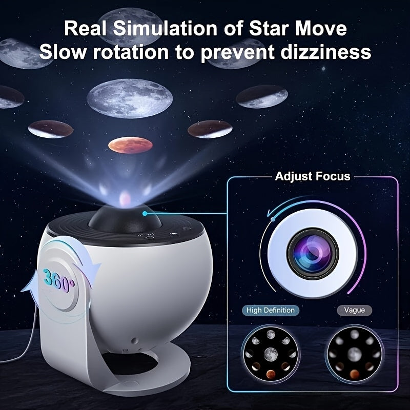 13-in-1 HD Planetarium for galaxy Night Light, Suitable for Bedroom, Star-Shaped for galaxy Light with Timer, Meteor and RGB Lighting Effects, USB Plug-in, Suitable for Christmas, Halloween, Gift