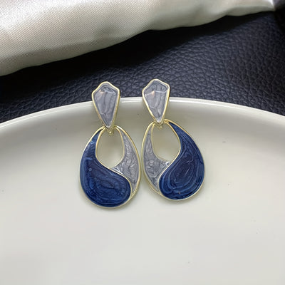 [ Pair of 2pcs, Blue Teardrop Earrings, High-Quality Jewelry, Upgraded Retro Earrings, High-End Decorative Earrings, Suitable for Daily Wear, Wedding Season Accessories, Suitable for Gifts for Girlfriends, Classmates And Good