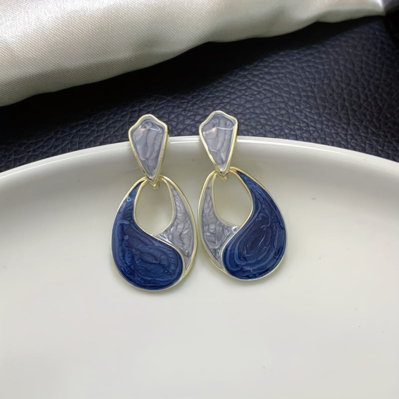 [ Pair of 2pcs, Blue Teardrop Earrings, High-Quality Jewelry, Upgraded Retro Earrings, High-End Decorative Earrings, Suitable for Daily Wear, Wedding Season Accessories, Suitable for Gifts for Girlfriends, Classmates And Good
