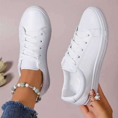 Women's Trendy Flat Sneakers, Casual Lace Up Outdoor Shoes, Comfortable Low Top Sport Shoes