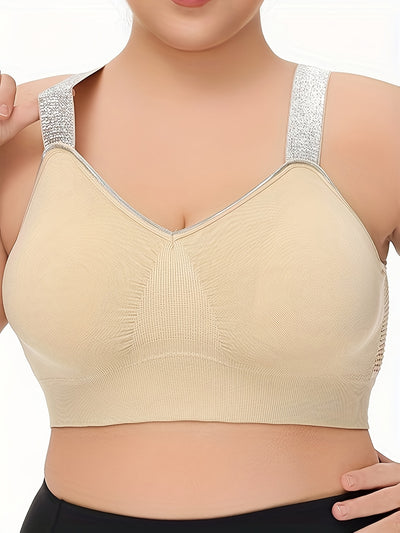 Middle Eastern Summer Thin Silvery Contrast High-End Bra Plus Size Breathable Women's Underwear Gathered Sports Lingerie with Extra Large Cups