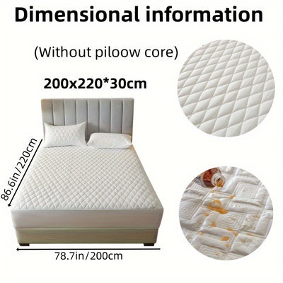 2/3pcs Set of Quilted Waterproof Bed Cover in Multiple Colors, Waterproof Mattress Protector, Bed Cover And Pillowcase Set, Non-Slip Full Coverage Bed Cover.