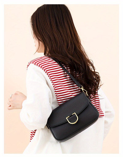 1pc Women's Top-Grain Cowhide Leather Crossbody Bag - Minimalist Square Design with Golden-Tone Hardware, Adjustable Strap & Zipper Closure, Beige/Tan/Black/Green - Casual Everyday Purse for Commuting, Work & Travel, Durable