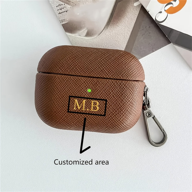 Personalized Initials Letters Customize New Earphone Case for Airpods 1 2 3 4 Pro 2 Luxury Cross Pattern with Keychain Cover, Synthetic Faux Leather, with Keychain, for Airpods Case | Luxury Design | Durable Earphone Case, Ea