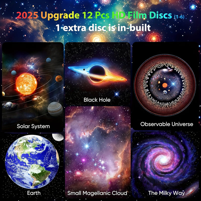 13-in-1 HD Planetarium for galaxy Night Light, Suitable for Bedroom, Star-Shaped for galaxy Light with Timer, Meteor and RGB Lighting Effects, USB Plug-in, Suitable for Christmas, Halloween, Gift
