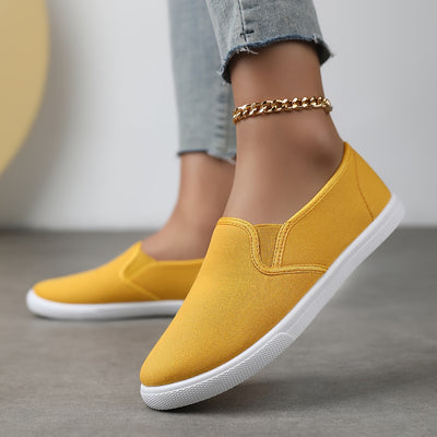 Women's Simple Solid Color Canvas Shoes, Casuals Slip On Outdoor Shoes, Lightweight Low Top Shoes