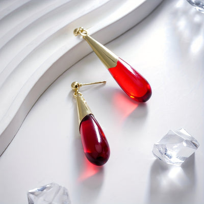 Elegant Red Water Drop Dangle Earring - Handcrafted, Versatile & Chic for Women | Perfect for Date Nights, Vacations & Casual Attire