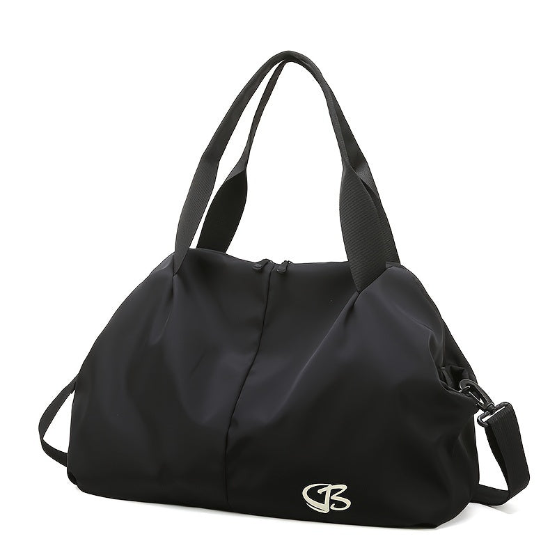 [Pink Gym Bag] Lightweight Pink Nylon Gym Bag for Women | Versatile Wet/Dry Separation, Adjustable Strap, Zip Closure, Portable Travel Bag for Short Trips, Sports Bag