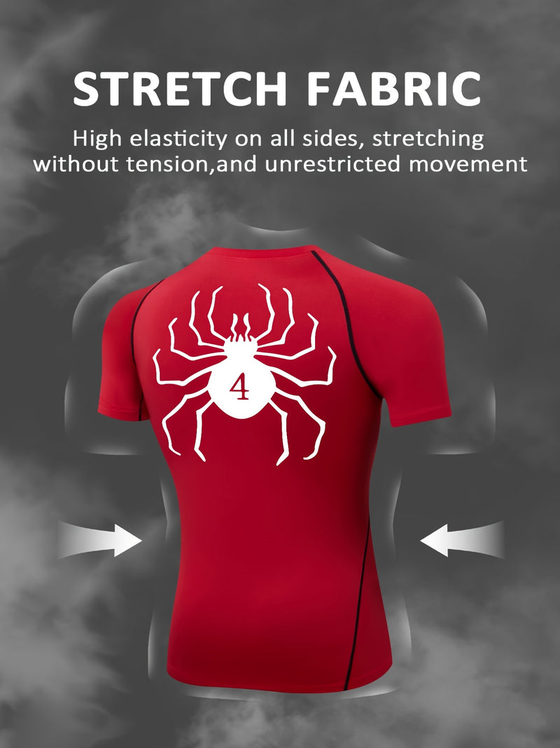 Spider Pattern Compression Shirts Men&