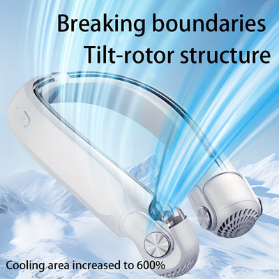 1pc 2025 New Portable Neck Fan, Bladeless Fan, Upgraded with Rotatable Airflow Direction, 360° Surround Outlet, Wearable Neck Fan Rechargeable, Perfect for Outdoor, Sports, Camping, Travel Use