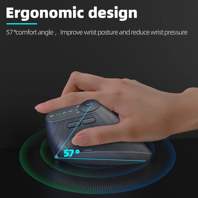 Ergonomic Mice Wireless Mouse with Function Adjustment Knob Vertical Gaming Mouse 2.4G Dual Mode Rechargeable Mouse for PC Laptop Tablet