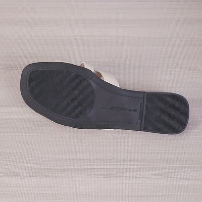 Women's Summer Flat Slides, Solid Color Lightweight Outdoor Shoes, Casual Beach Slide Shoes