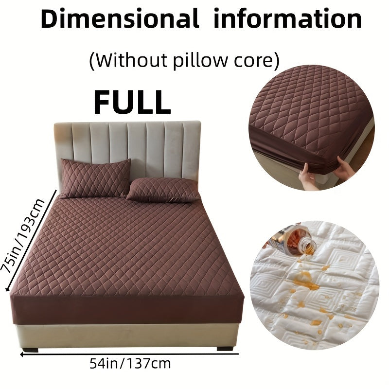 2/3pcs Set of Quilted Waterproof Bed Cover in Multiple Colors, Waterproof Mattress Protector, Bed Cover And Pillowcase Set, Non-Slip Full Coverage Bed Cover.