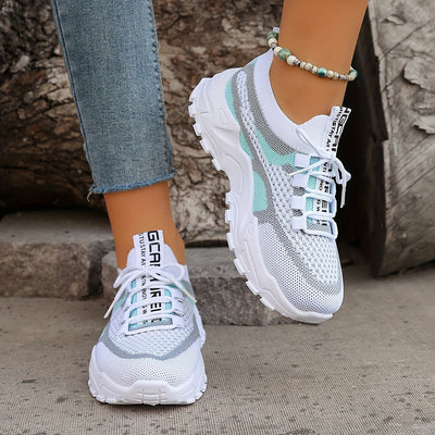 Women's Colorblock Knitted Sneakers, Stylish Breathable Low Top Running Trainers, Comfy Outdoor Sports Shoes