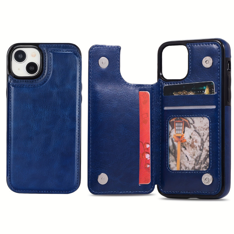 جراب iPhone قابل للطي من الجلد الصناعي عالي الجودة مع فتحات للبطاقات وحامل مقاوم للصدمات متوافق مع موديلات مختلفة بما في ذلك X XR XS Max 11 pro 12 pro 13 pro 14 15 16 SE 6 7 8 plus