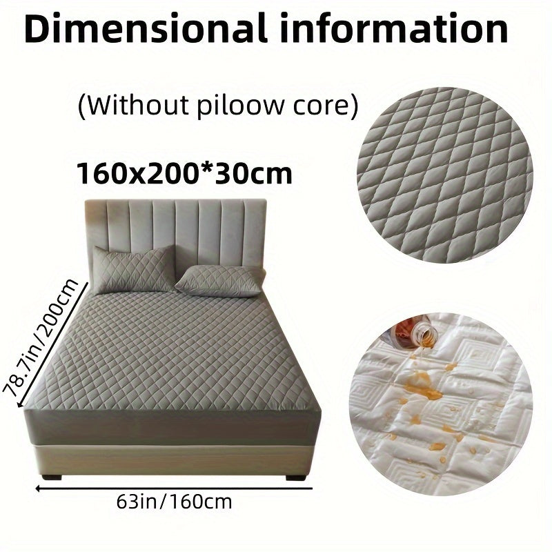 2/3pcs Set of Quilted Waterproof Bed Cover in Multiple Colors, Waterproof Mattress Protector, Bed Cover And Pillowcase Set, Non-Slip Full Coverage Bed Cover.