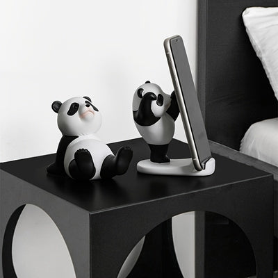 2pcs Cute Panda Phone & Tablet Stand, Adorable Desktop Mobile Holder, Decorative Novelty Accessories, Office & Home Decor, Universal Fit, 8.99cm & 10.01cm Height
