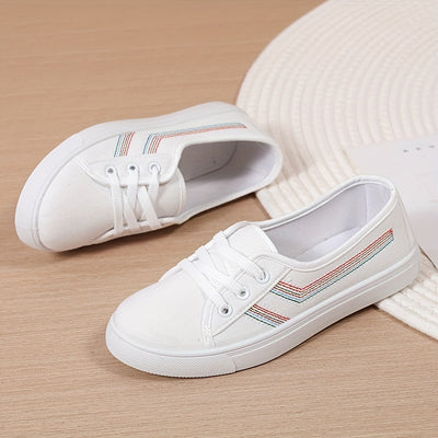 Women's Simple Canvas Shoes, Casual Lace Up Outdoor Shoes, Comfortable Low Top Sneakers