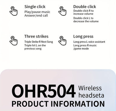 ACER OHR504 Wireless Headphone, Super Long Standby, Wireless Earphone Hi-Fi Stereo Sound, Smart Call Noise Cancellation, Gaming Mode Low Latency,  Comfortable Fit for Travel, Sports, Work, Study, Game, Multi-Device, Ideal Chr