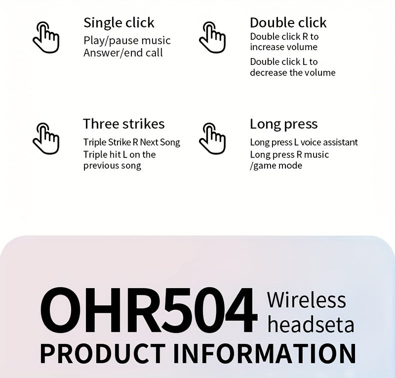 ACER OHR504 Wireless Headphone, Super Long Standby, Wireless Earphone Hi-Fi Stereo Sound, Smart Call Noise Cancellation, Gaming Mode Low Latency,  Comfortable Fit for Travel, Sports, Work, Study, Game, Multi-Device, Ideal Chr