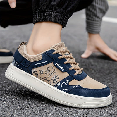 Women's Trendy Printed Sneakers, Casual Lace Up Outdoor Shoes, Comfortable Low Top Skate Shoes