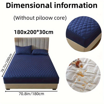 2/3pcs Set of Quilted Waterproof Bed Cover in Multiple Colors, Waterproof Mattress Protector, Bed Cover And Pillowcase Set, Non-Slip Full Coverage Bed Cover.