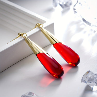Elegant Red Water Drop Dangle Earring - Handcrafted, Versatile & Chic for Women | Perfect for Date Nights, Vacations & Casual Attire