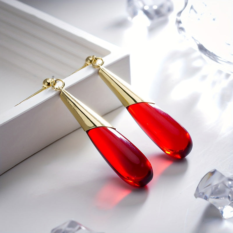 Elegant Red Water Drop Dangle Earring - Handcrafted, Versatile & Chic for Women | Perfect for Date Nights, Vacations & Casual Attire